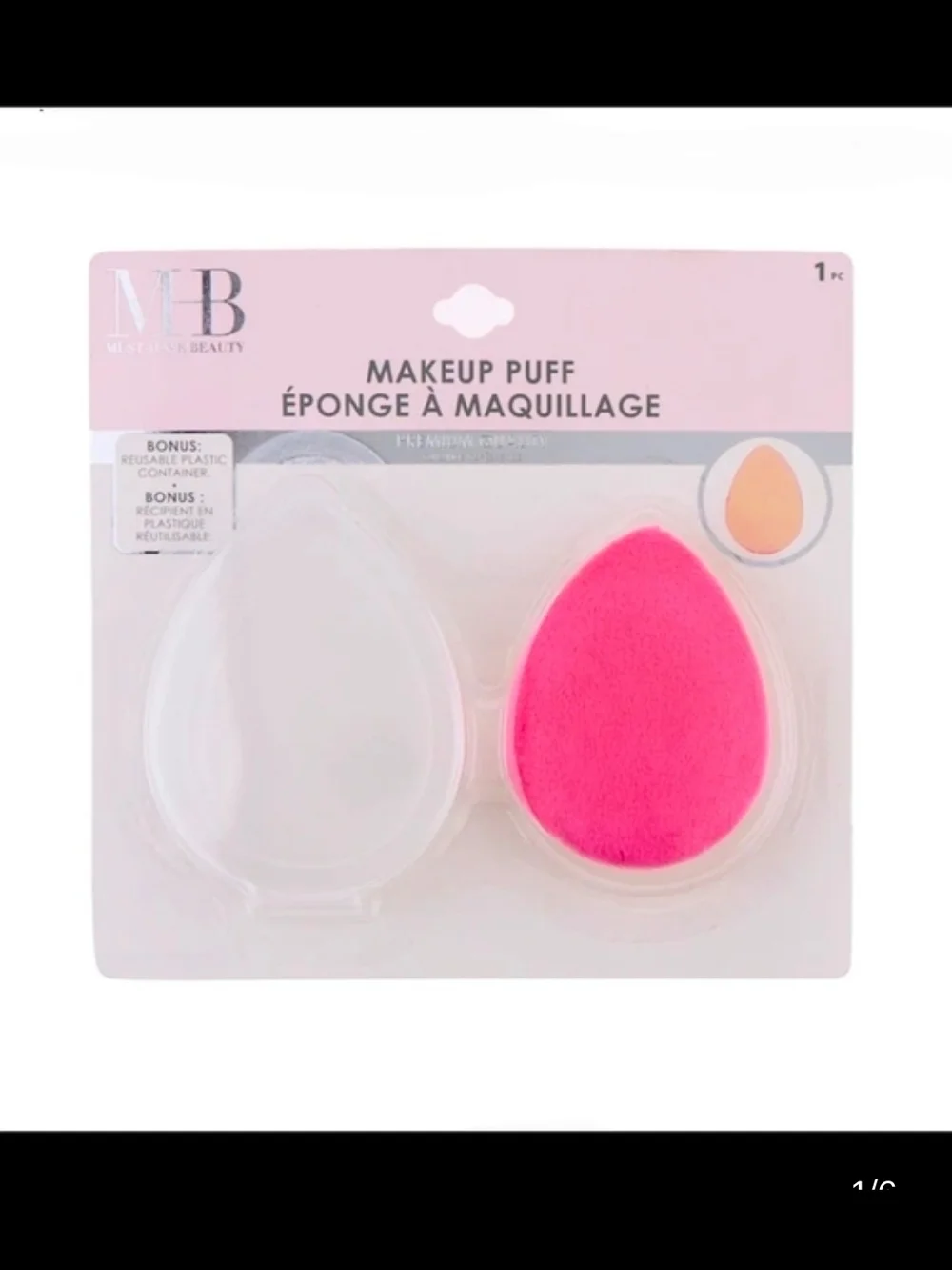 Must Have Beauty 2-in-1 Makeup Puff/Sponge With Plastic Container BNIB